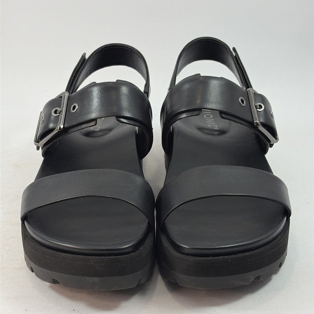 Vionic Torrance Platform Sandals Women's Size 7.5 Black Leather Strappy Orthotic - Picture 7 of 16